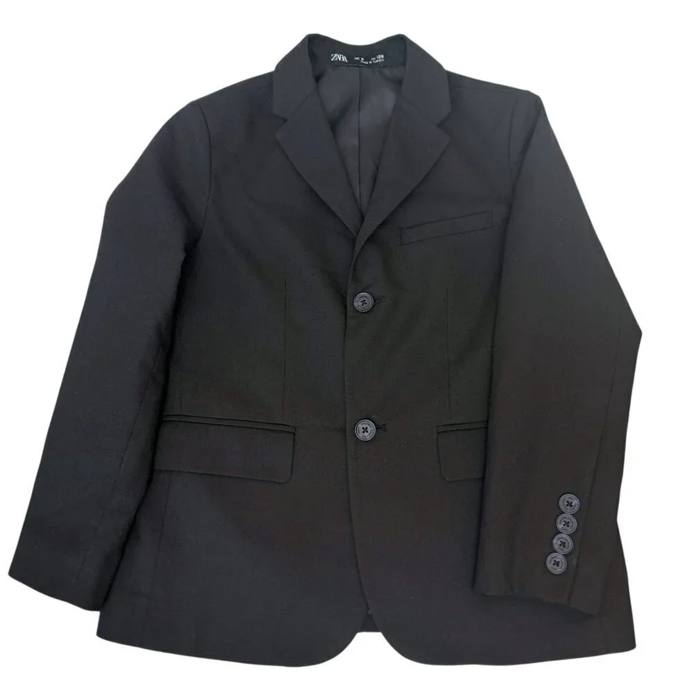 ZARA Boys Blazer Size 8 Black Suit Jacket Kids Formal Party Sport Coat